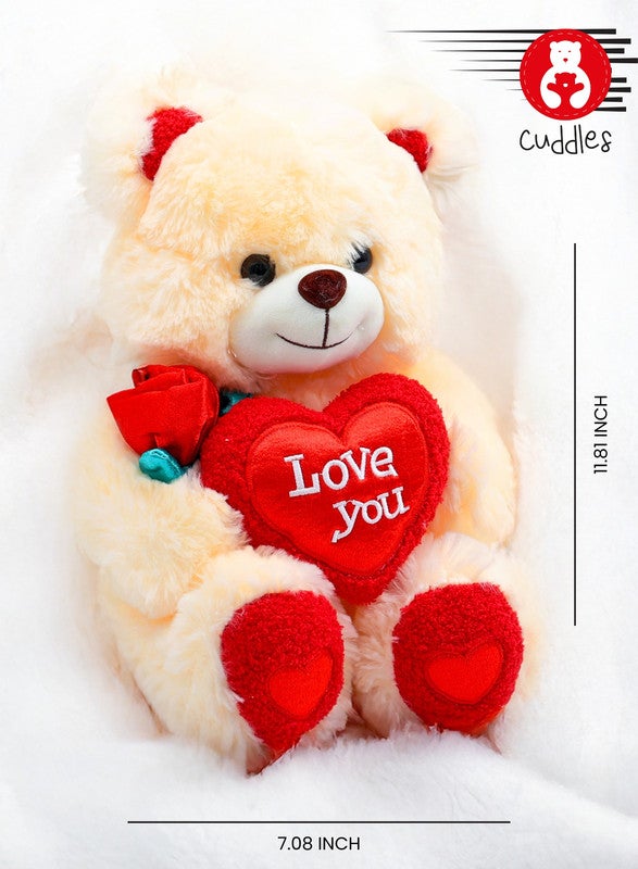 Cuddles Valentines Day Gifts for Him & Her,Teddy Bear with Love You Heart, 30cm Soft Stuffed Bear Plush Toy, Gifts for Girlfriend Boyfriend, White - Image 3